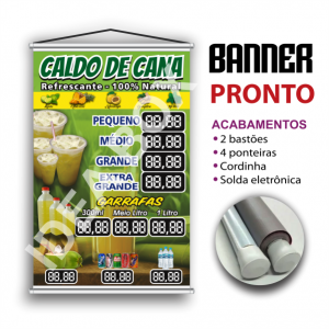 BANNER CALDO DE CANA LONA FRONT LIGHT 30X40 / 40X50 / 50X70 / 60X90 / 70x100 / 90x120 4X0 IMPRESSÃO 2 BASTÕES / 4 PONTEIRAS / SOLDA ELETRÔNICA E CORDINHA *ARTE PRONTA SEM MODIFICAÇÃO* CLICK NAS FOTOS MENORES PARA VER OS MODELOS E NOMES DAS OPÇÕES*