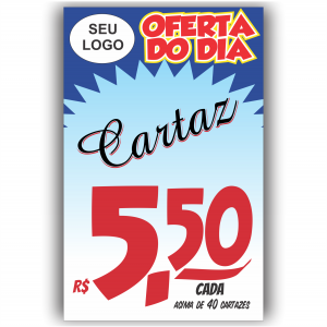 CARTAZ 42X65 Papel Duplex 250g 42X66 4X0  IMPRESSÃO *VALOR DE R$ 5,50 Acima de 40 Cartazes em diante PEDIDO DE 2 EM 2
