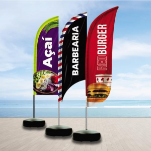 O Wind Banner é uma excelente opção para quem deseja chamar a atenção e garantir visibilidade em eventos, feiras, exposições e outros ambientes externos. Base Redonda Preta 270CM x 65CM 4x0 Dupla-Face | Impressão Ultra-HD Tecido TecnoSport 100% Sintético FACA | PENA | VELA | ÂNGULO Estrutura Tubular de Alumínio