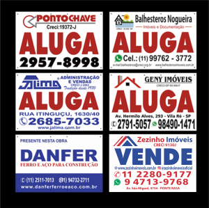 PLACA IMOBILIÁRIA DURATEX ou PS 1mm ADESIVADA DURATEX MADEIRA ou PS 1mm adesivada 60X40 4X0 ADESIVO IMPRESSO 4 OU 6 FUROS 